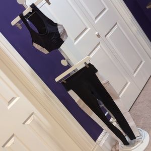 Fabletics Matching Set - Black with White Stripe Size Medium